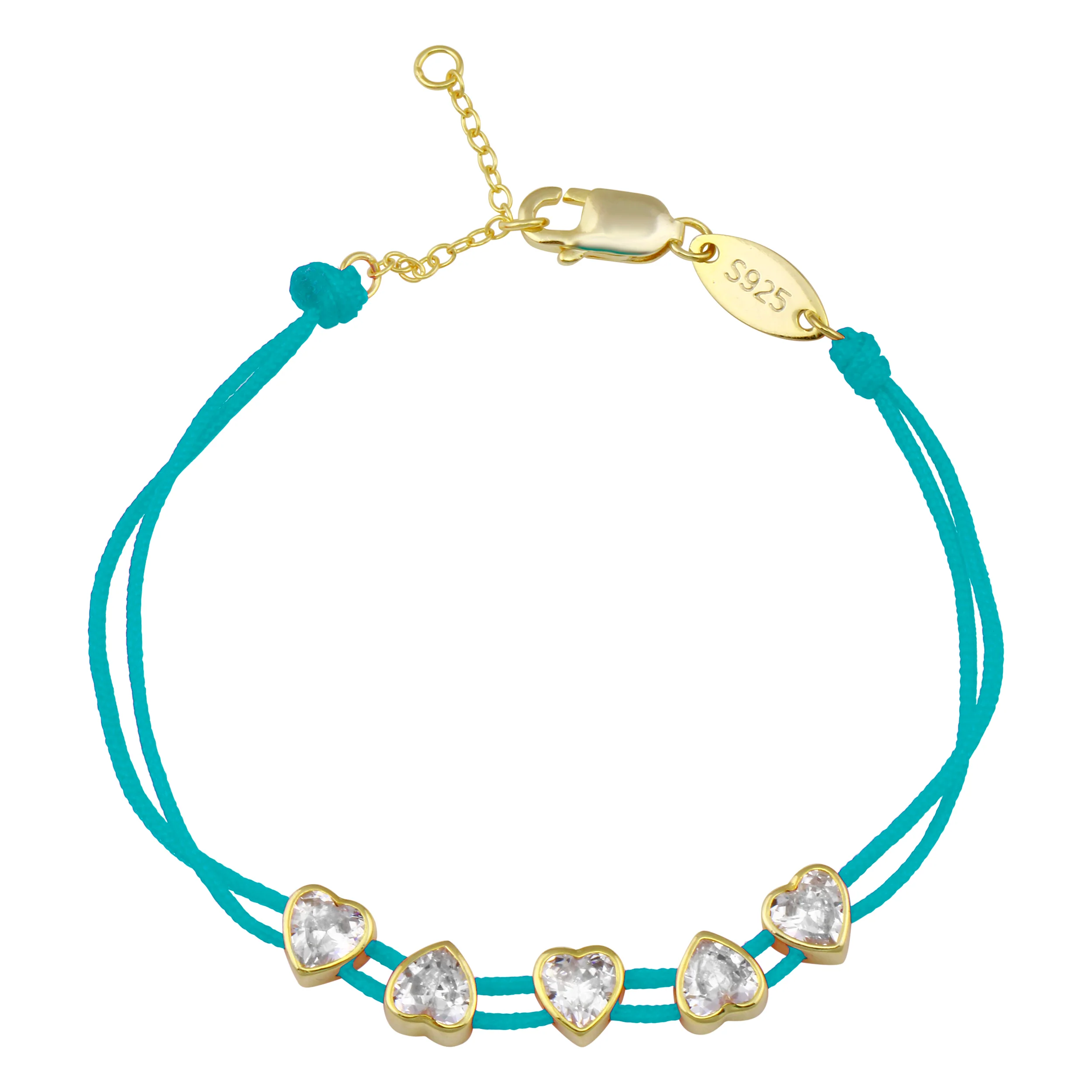 Bezel Hearts String Bracelet - Image 3