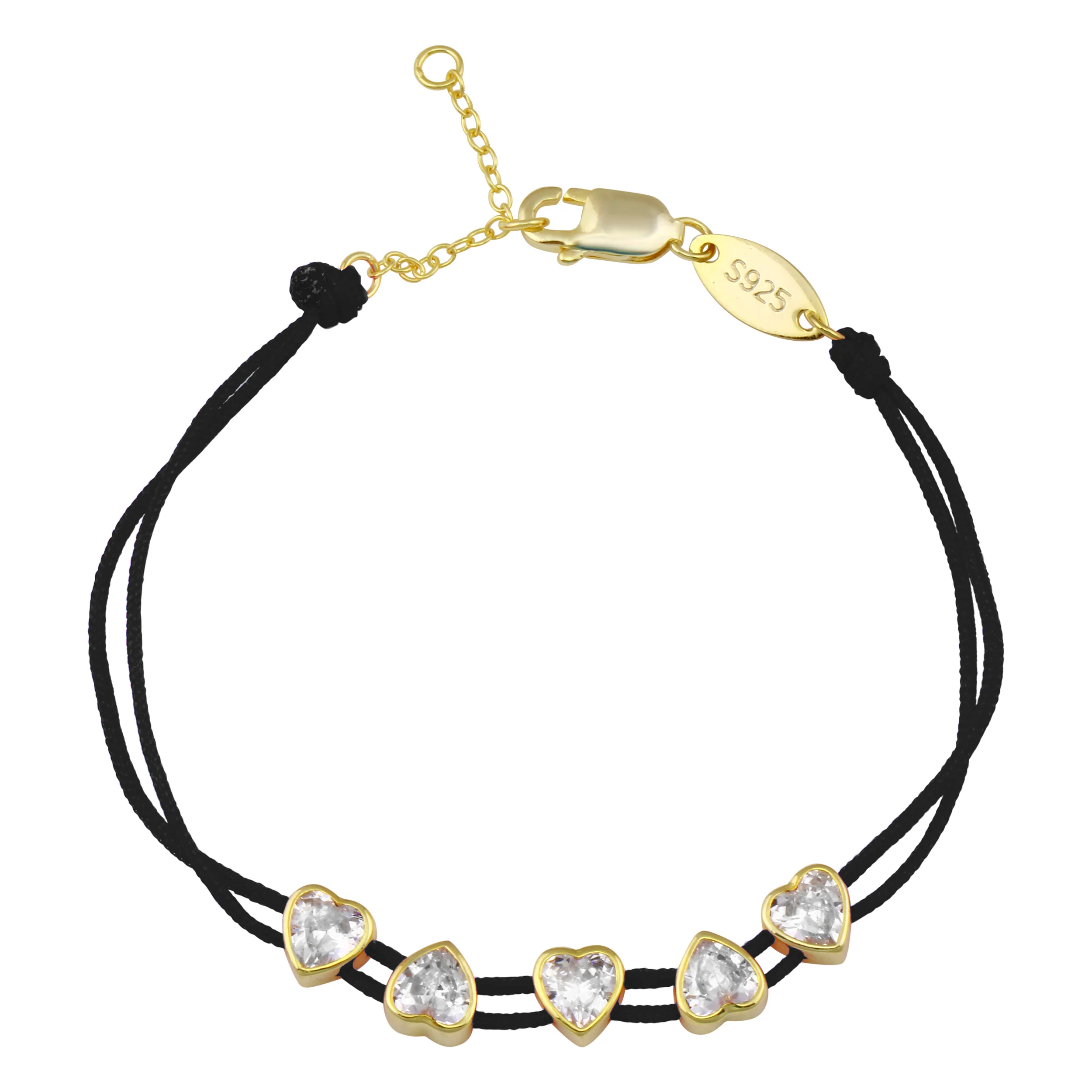Bezel Hearts String Bracelet - Image 5