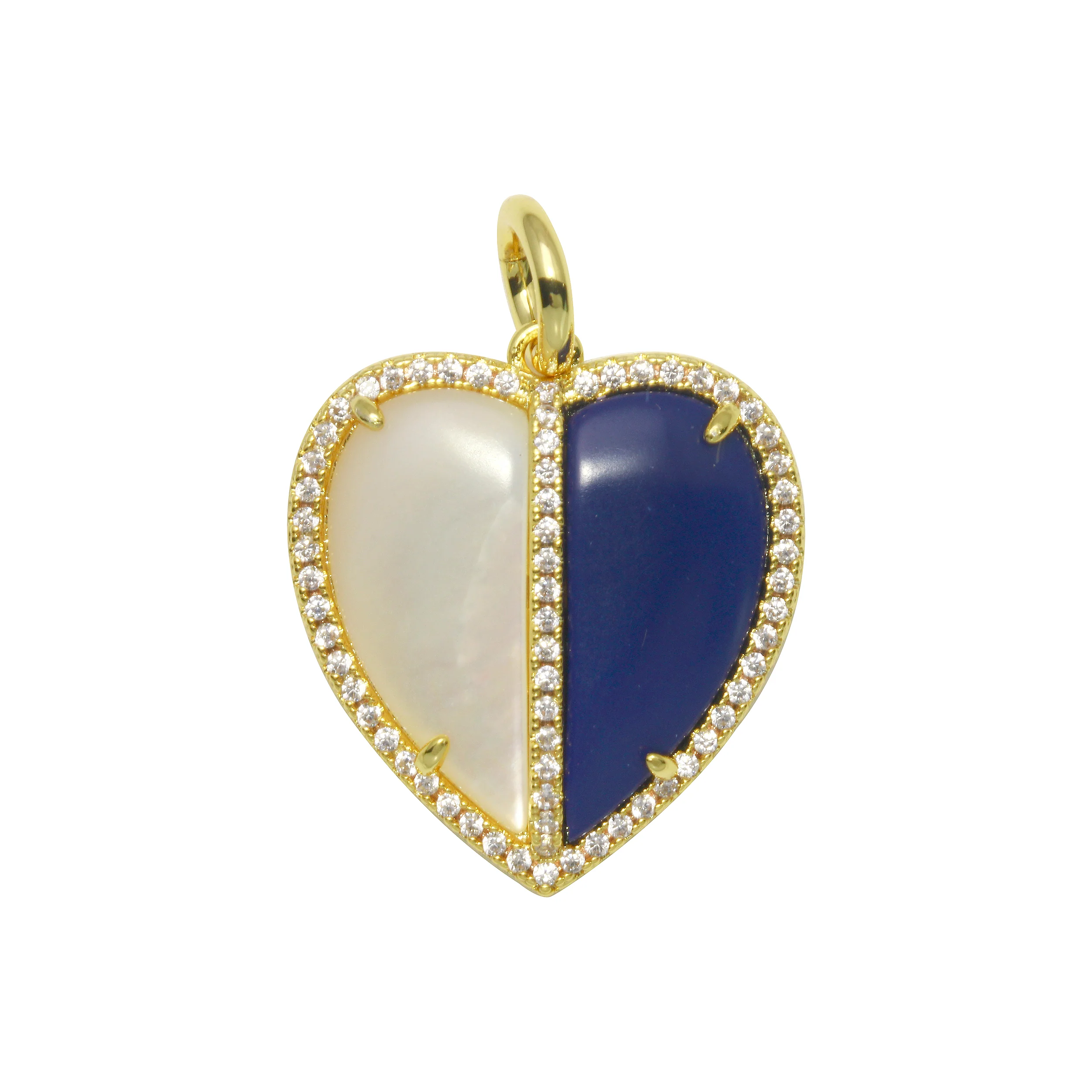 Double Color Stone Heart Charm - Image 5