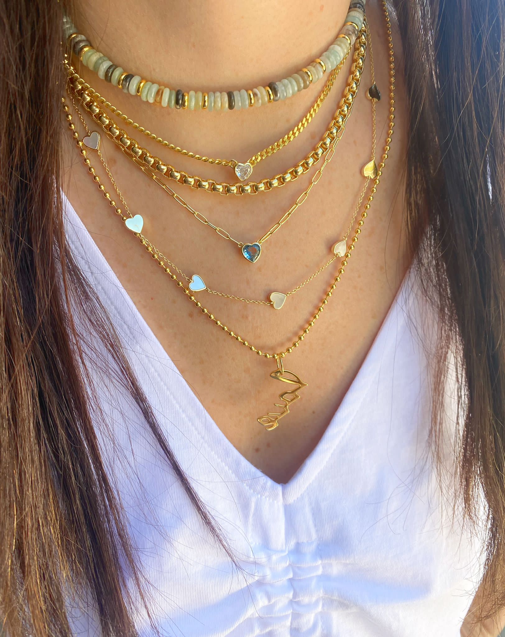 Multi Stone Heart Necklace - Image 9