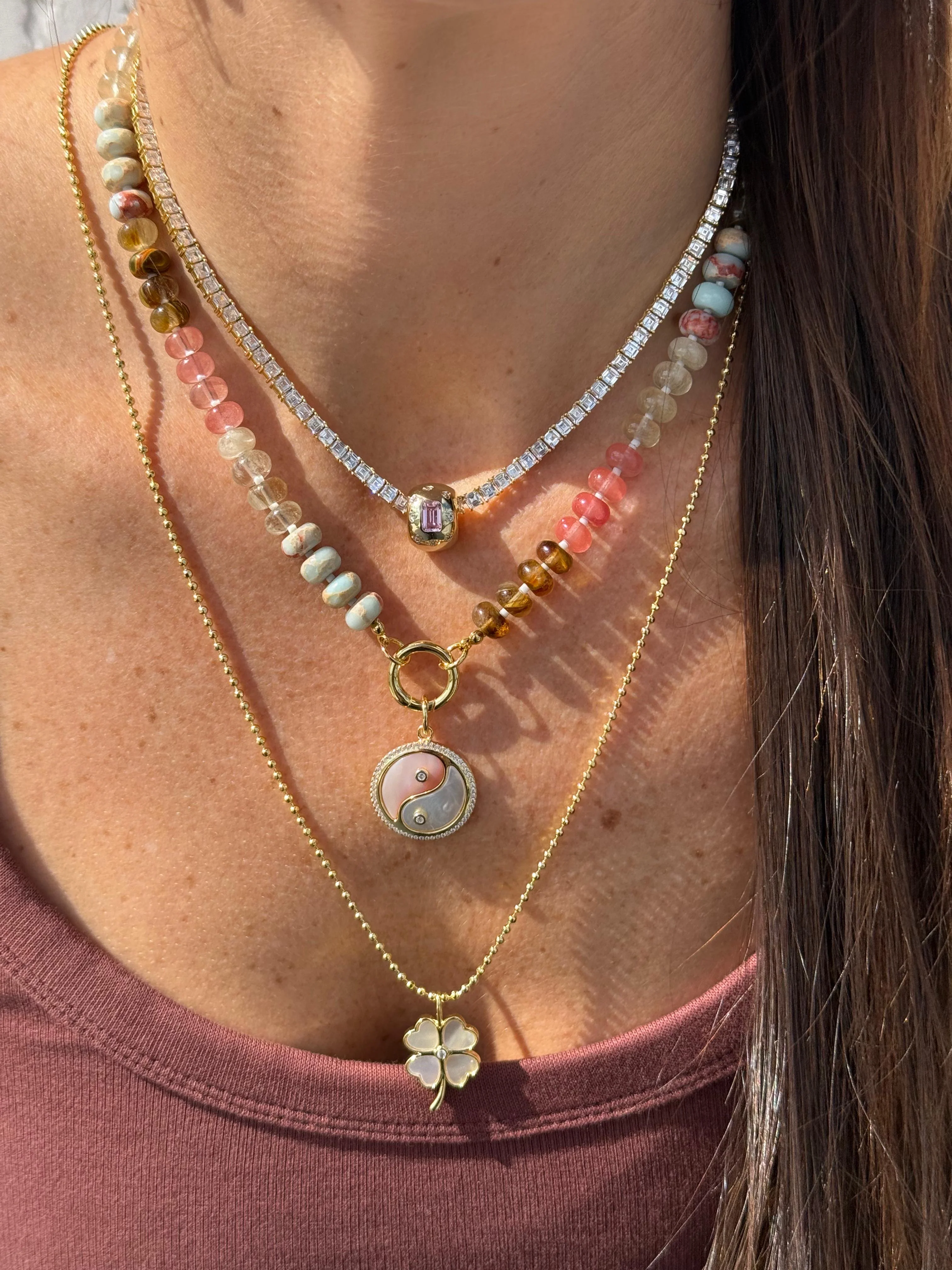 Ocean Stone Beaded Push Clasp Necklace - Image 3