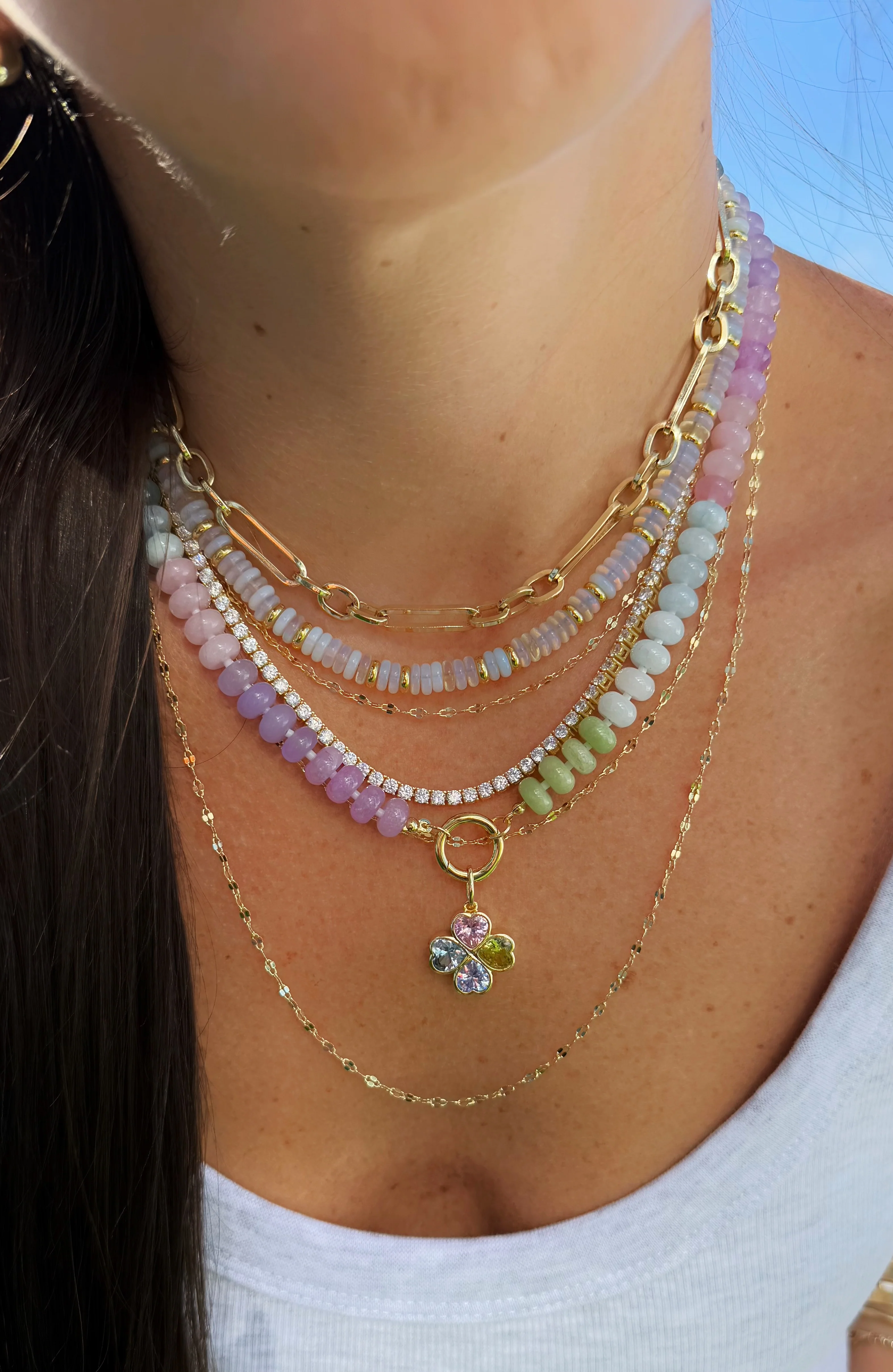Pastel Stone Beaded Push Clasp Necklace - Image 3