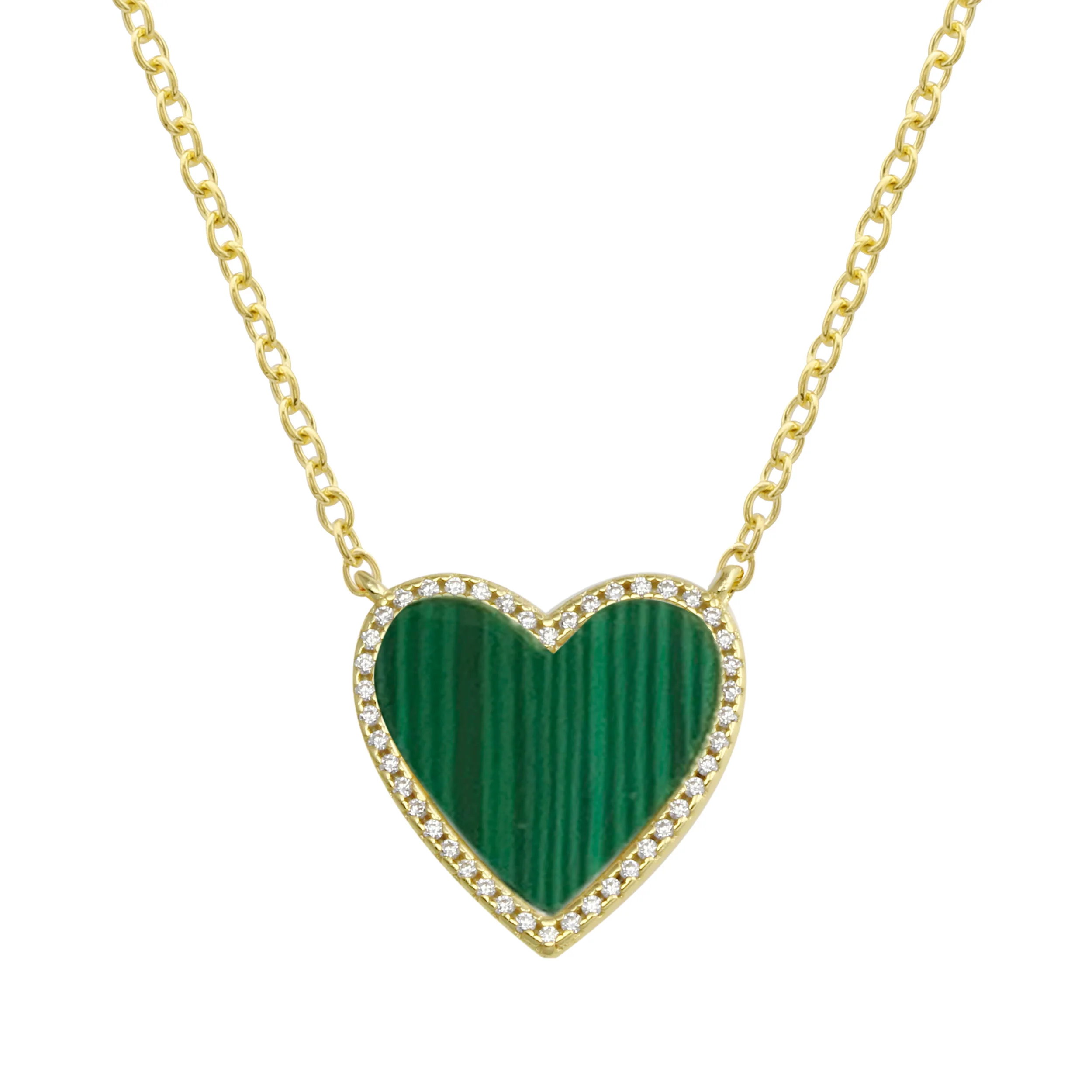 Pave Outline Stone Heart Necklace - Image 6